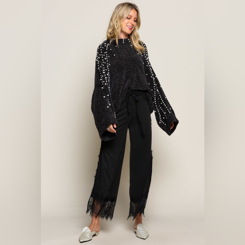 POL Black Pearl Embellished Chenille Sweater - S M L - Picture 6 of 6